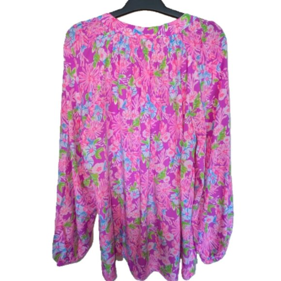 NWT Lilly Pulitzer Elsa Silk Blouse Top Amethyst Moms the World Size XL - Picture 5 of 8